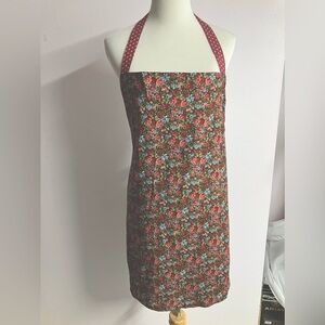 Bib Apron, Handmade, OS, Floral Print, Pink/Brown